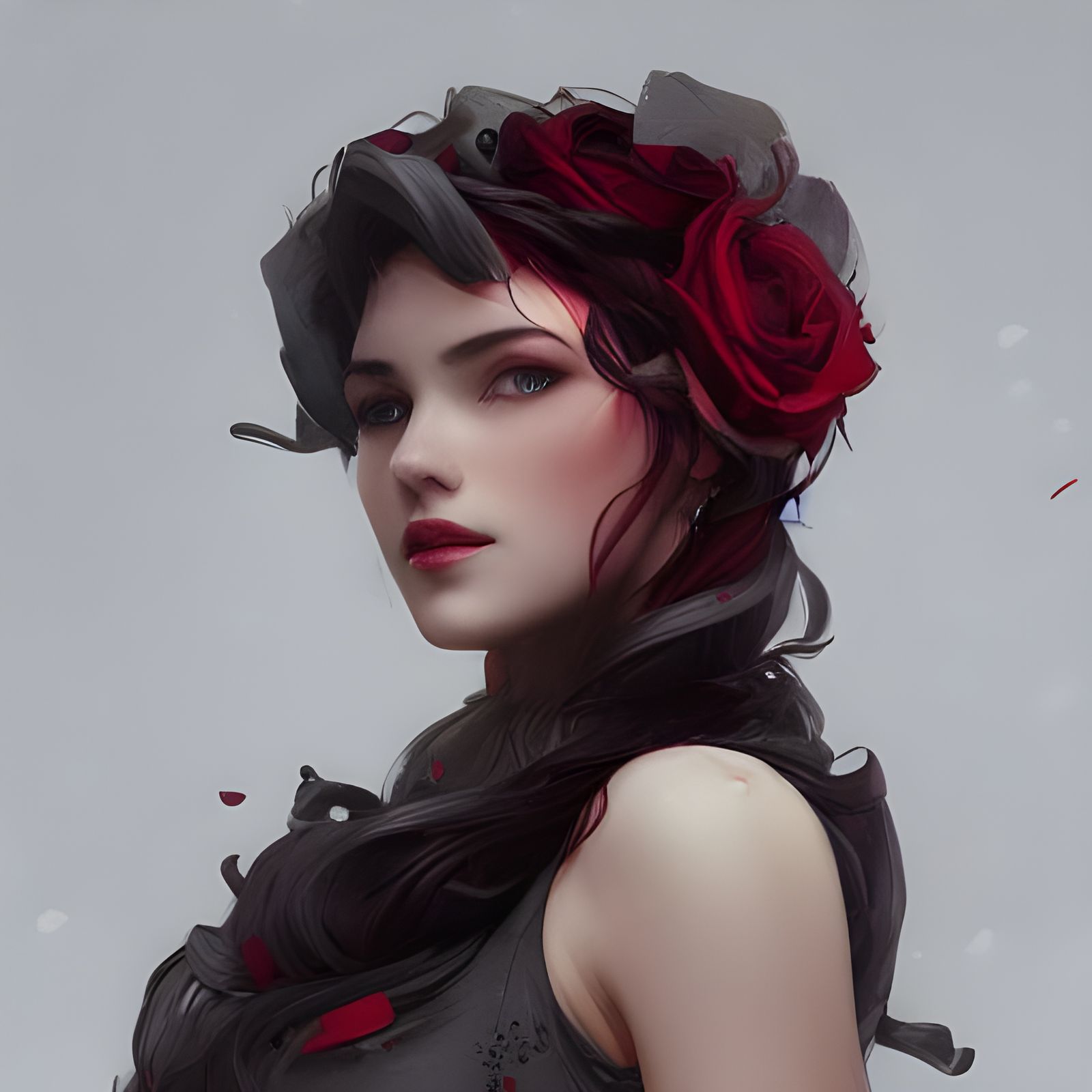 Woman with Grey Crown in Hyperdetailed Digital Art