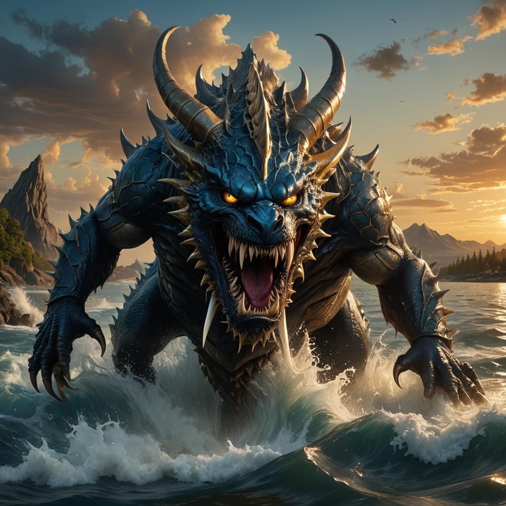 Menacing Horned Creature Emerges in Fantasy Concept Art