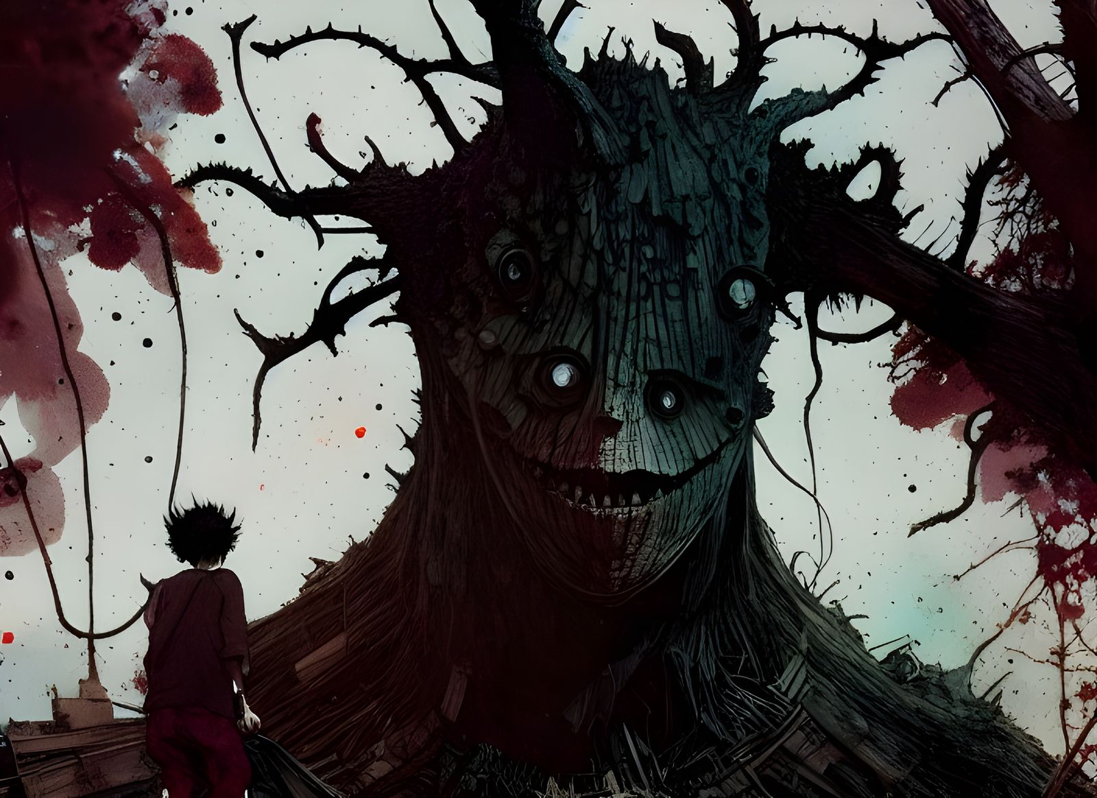 Sinister Monster in Watercolor Style