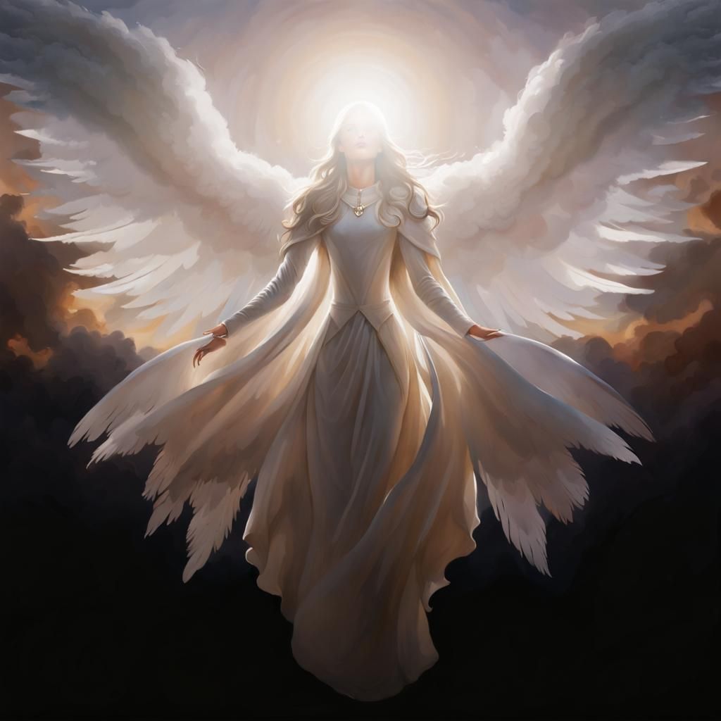 Angel Ascending to Heaven in Golden Light