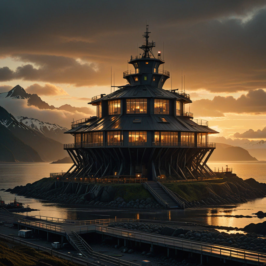 Haida Spaceport Marvels Under Golden Hour Light