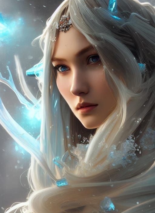 Beautiful Ice Princess Portrait in Hyperdetailed Style