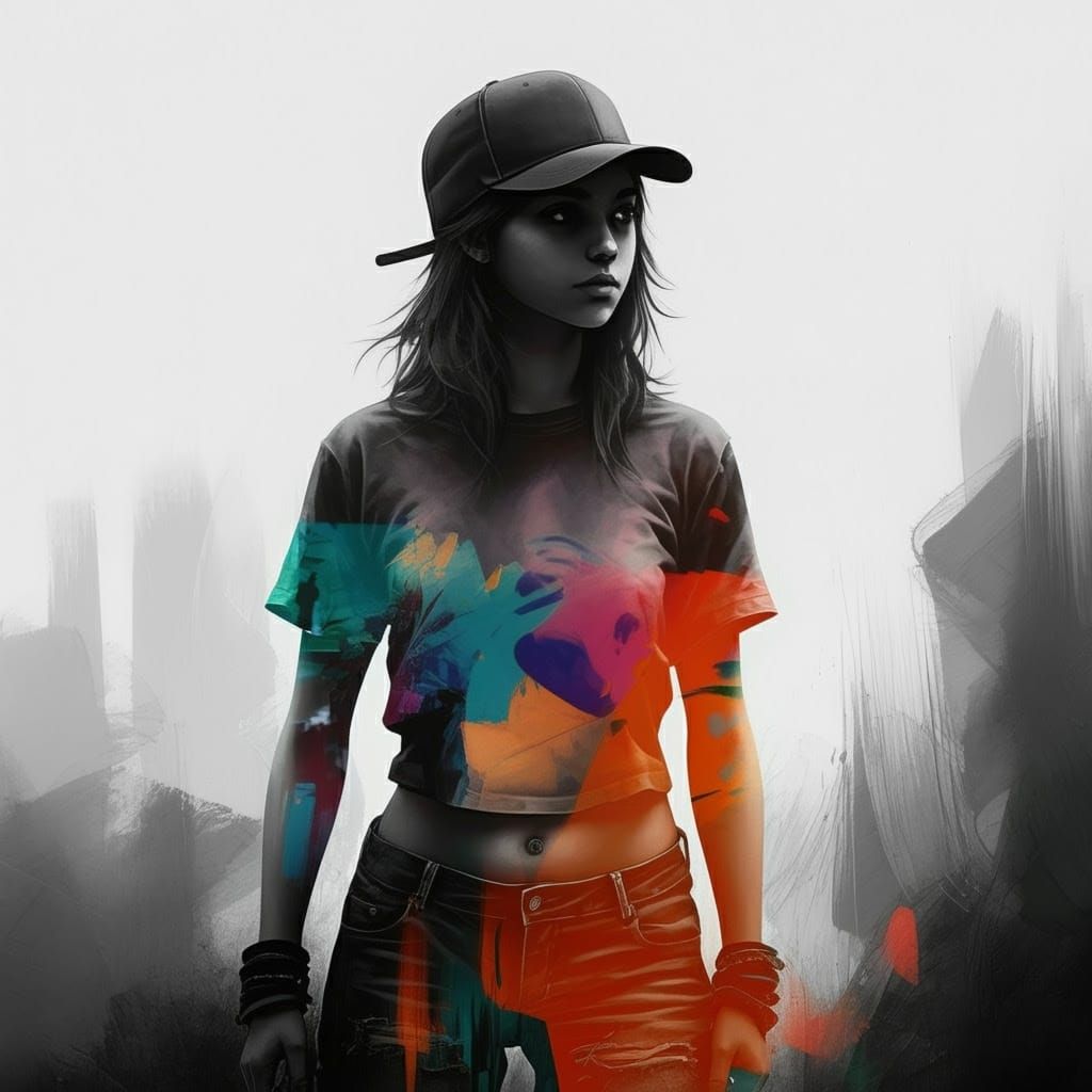 Urban Silhouette: 3D Digital Art in Acrylic Style