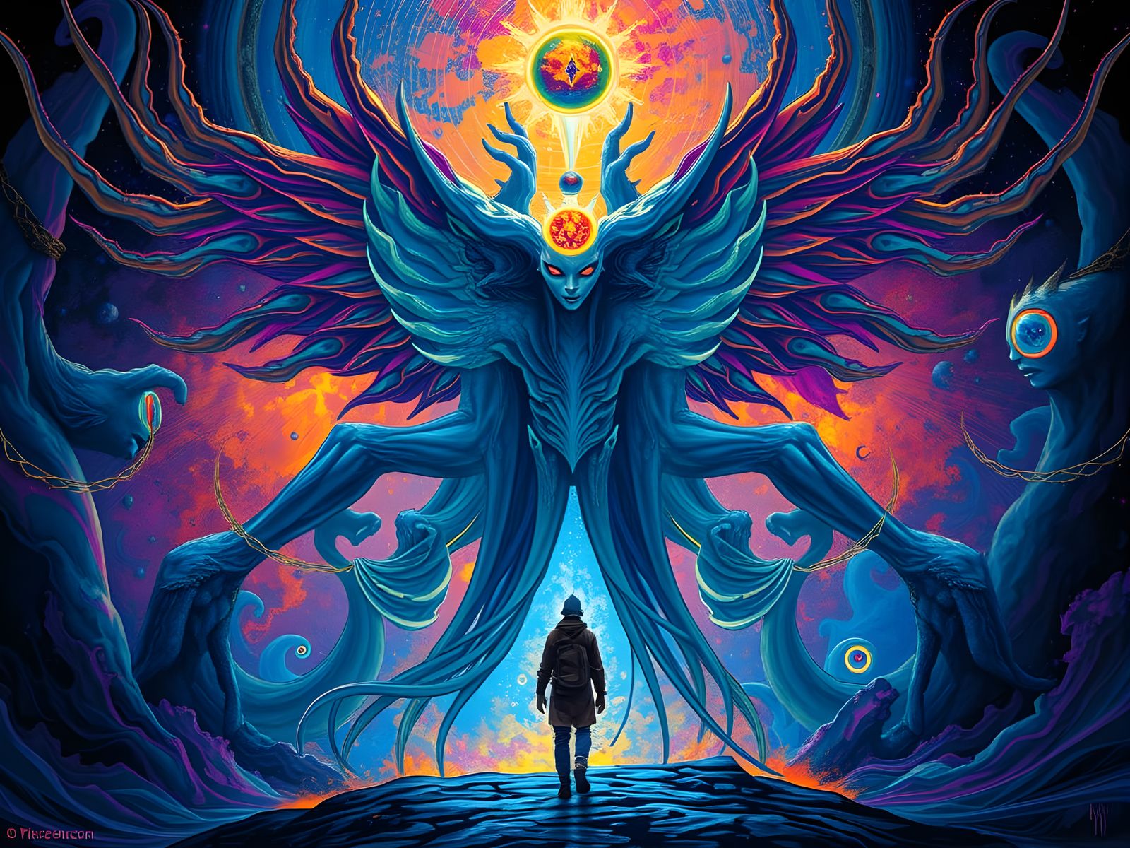 Surreal Psychedelic Meeting of Spiritual Beings