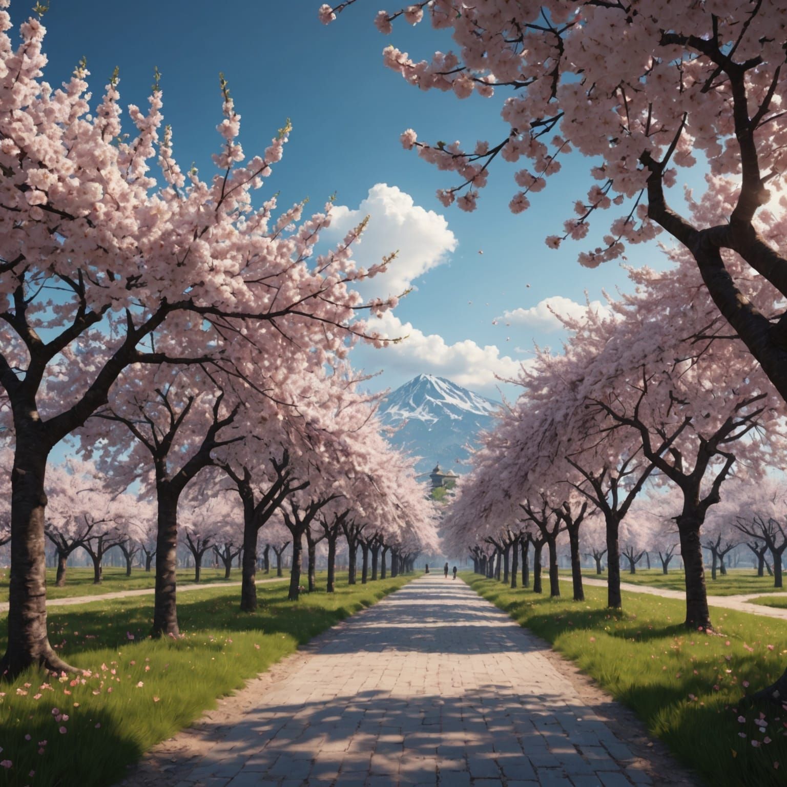 Blossoming Cherry Orchard: Springtime Fantasy Art