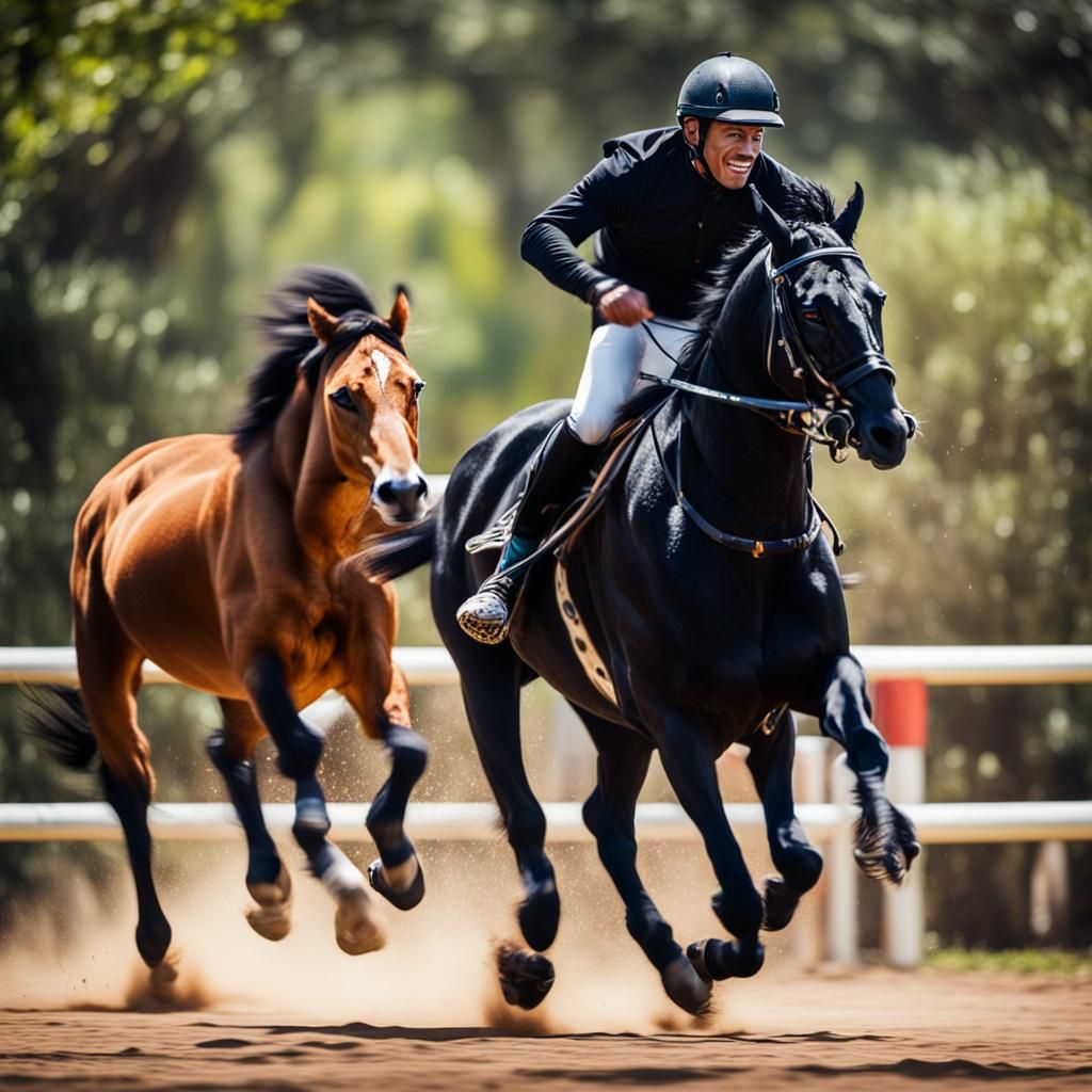 Black Horse and Jaguar Running Together