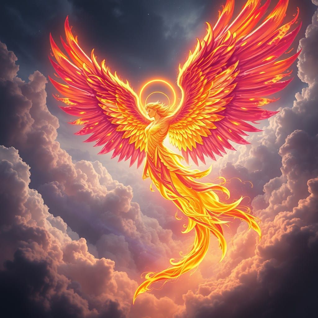 Celestial Fire Angel in Resplendent Heavenly Realm