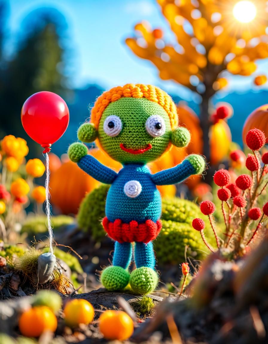 Cute Knitted Frankenstein Fairy in Amigurumi Style