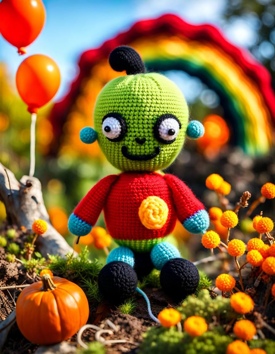 Cute Knitted Frankenstein Fairy in Amigurumi Style