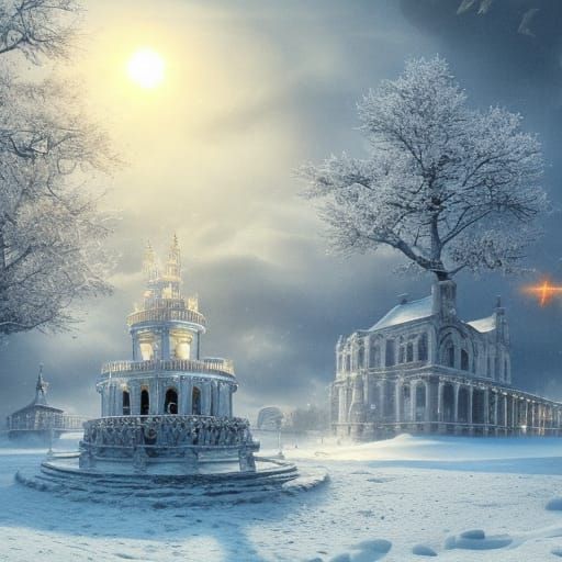 Epic Winter Wonderland Digital Matte Painting