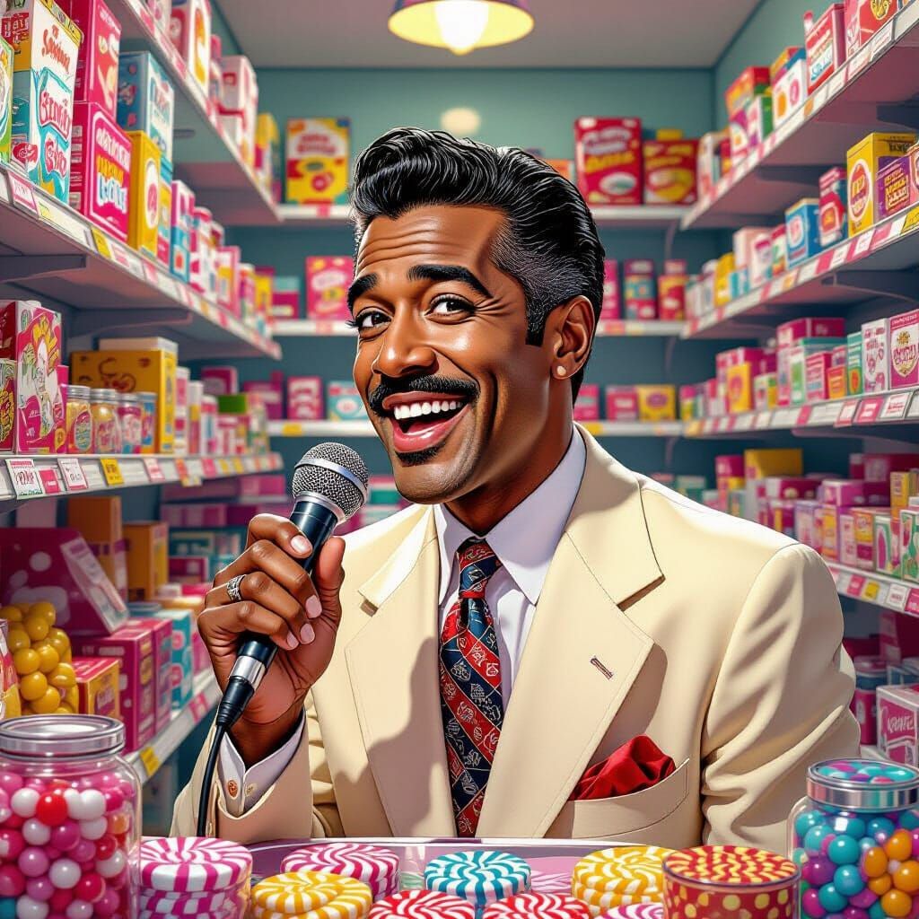 Sammy Davis Jr. Sings The Candy Man in Vibrant Candy Shop