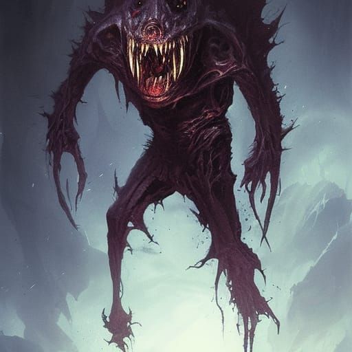 Sinister Abyss Monster in Dark Fantasy Style