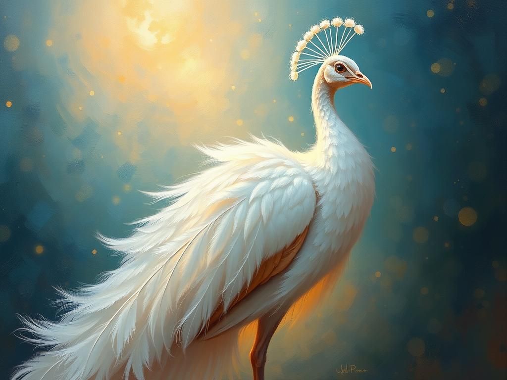 A beautiful albino female peacock.