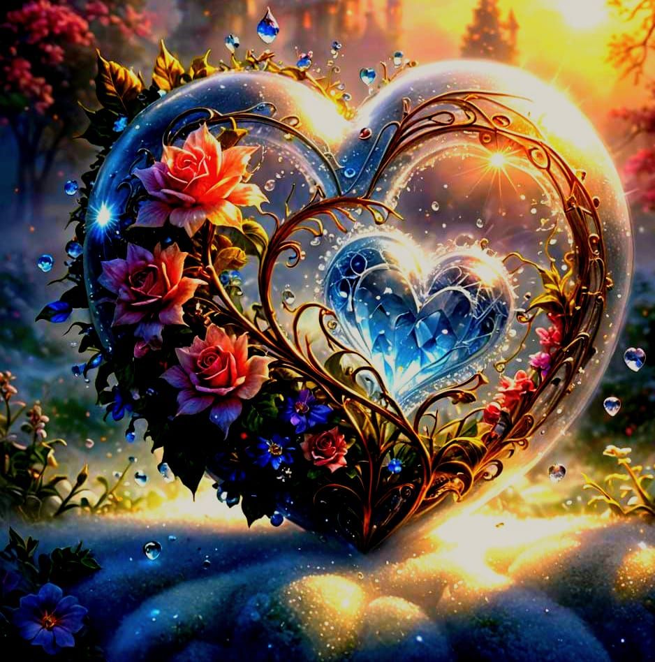 Ethereal Crystal Heart in Hyperdetailed Fantasy Style