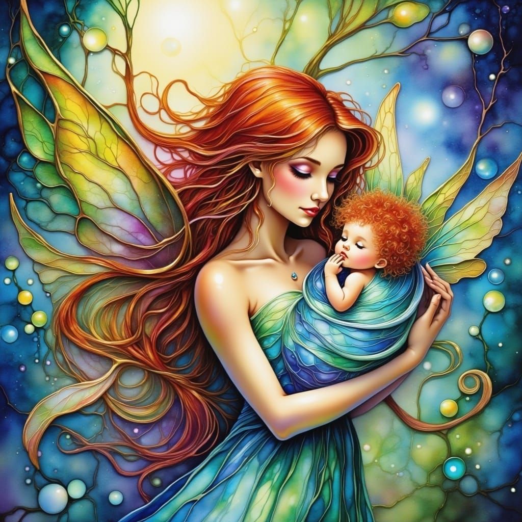 Watercolor Fairy Baby 01