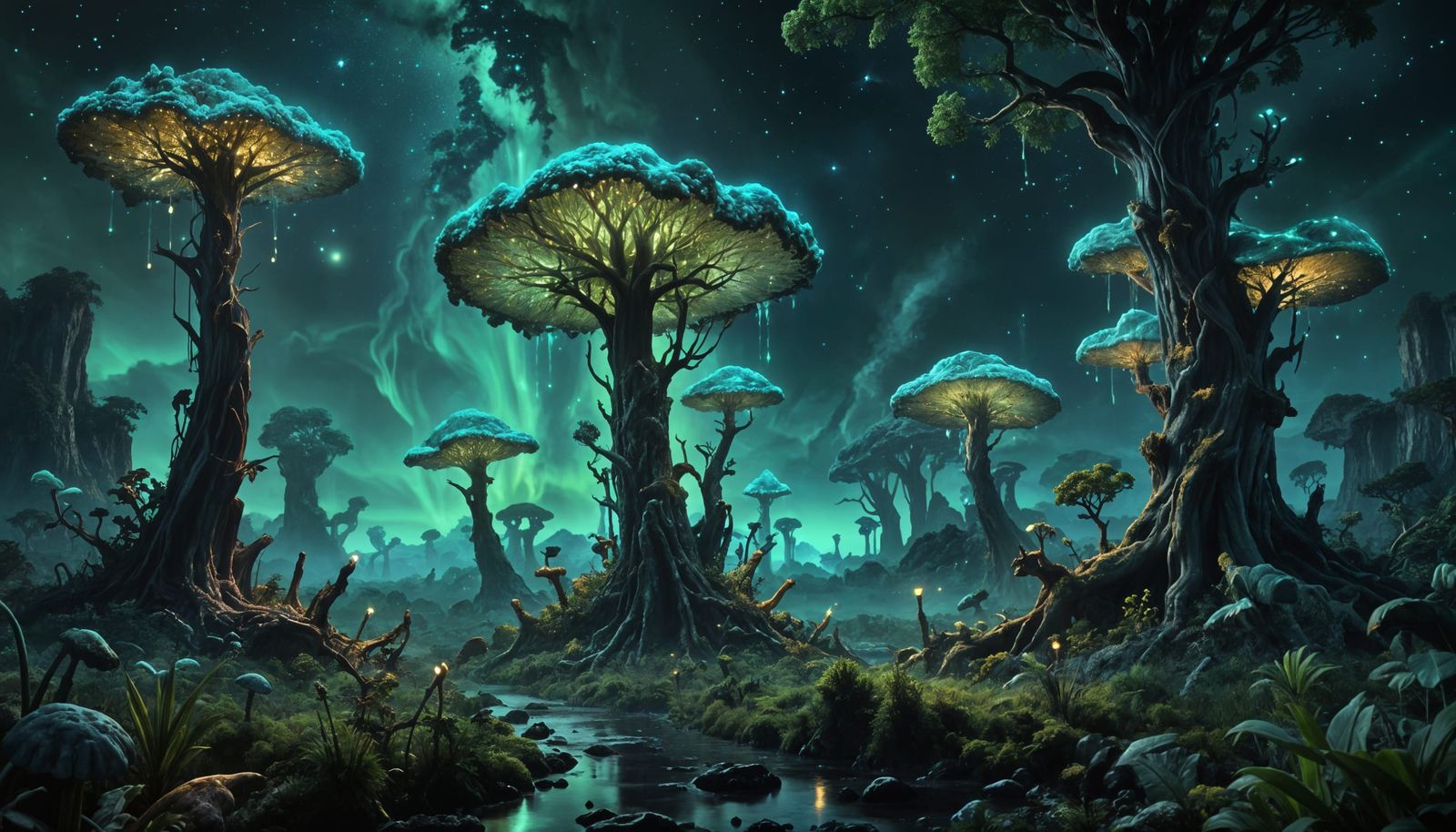 Ethereal Jungle Odyssey in Cosmic Night