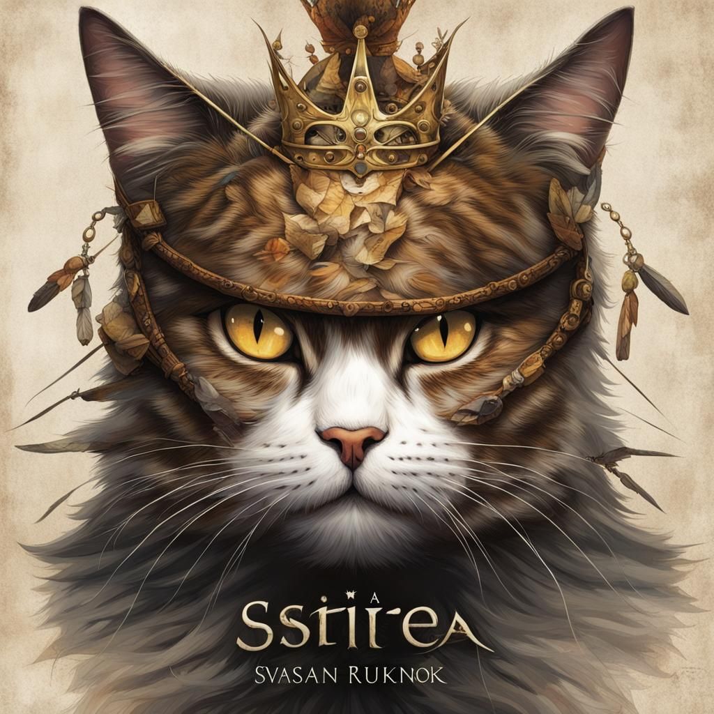 Charismatic Cat Monarch in Feline-Dominated Society