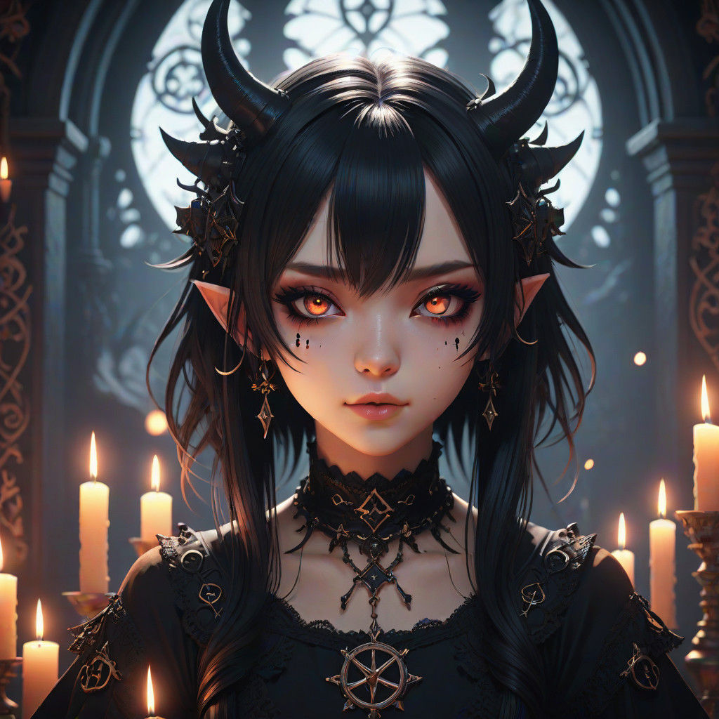 Ethereal Emo Demon Maiden in Dark Fantasy