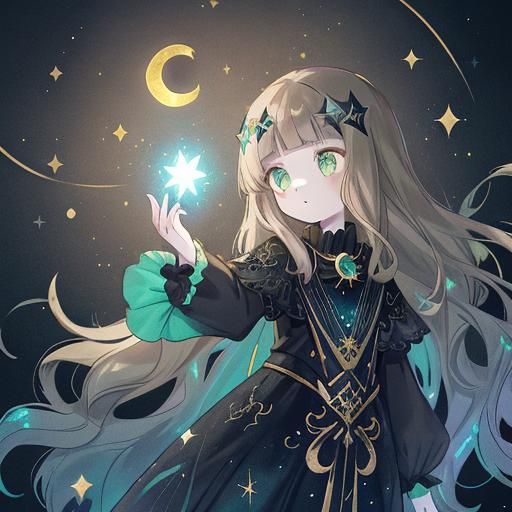 Fantastical Girl in Crescent Moon Pendant