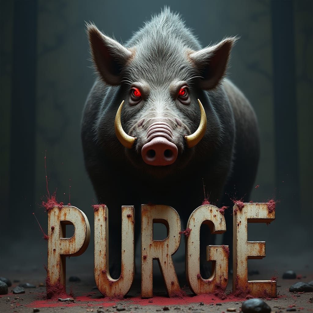 Menacing Devil Boar with "PURGE" Text