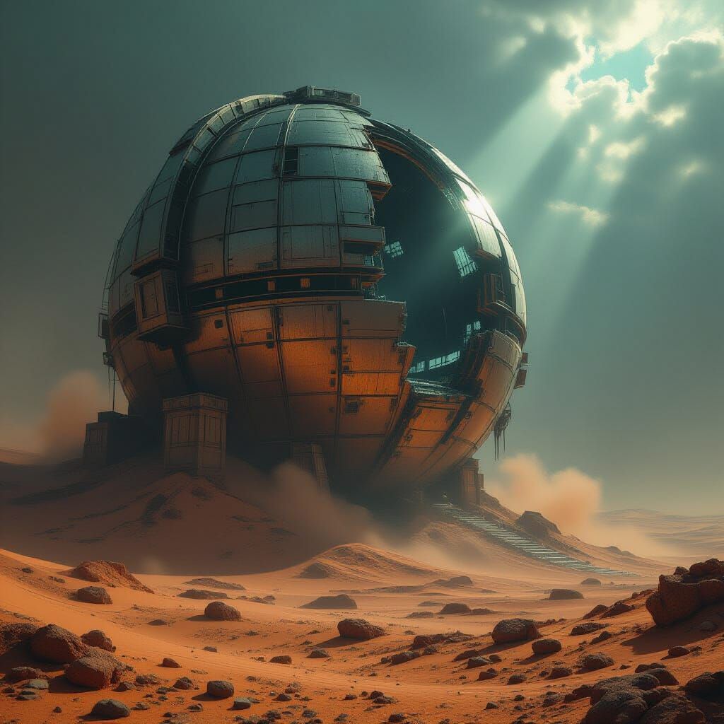 Derelict Alien Observatory on Desert Edge