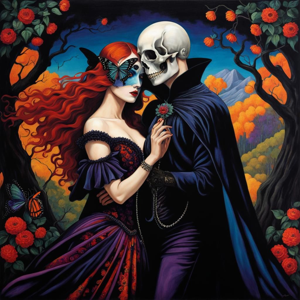 Gothic Butterfly with Skull Head: Psychedelic Surrealism