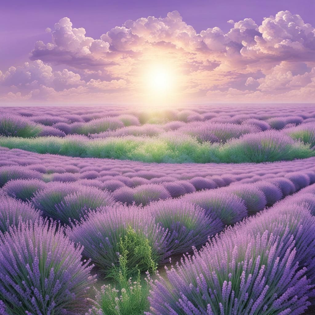Mint Sun in Lavender Sky: Detailed Beauty