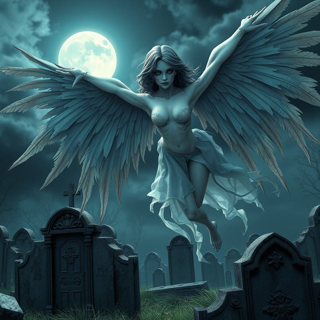 Ethereal Zombie Angel in Anime-Inspired, 8K Art