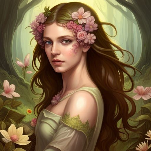 Elegant Fae Fairy Portrait in Enchanted Woodland