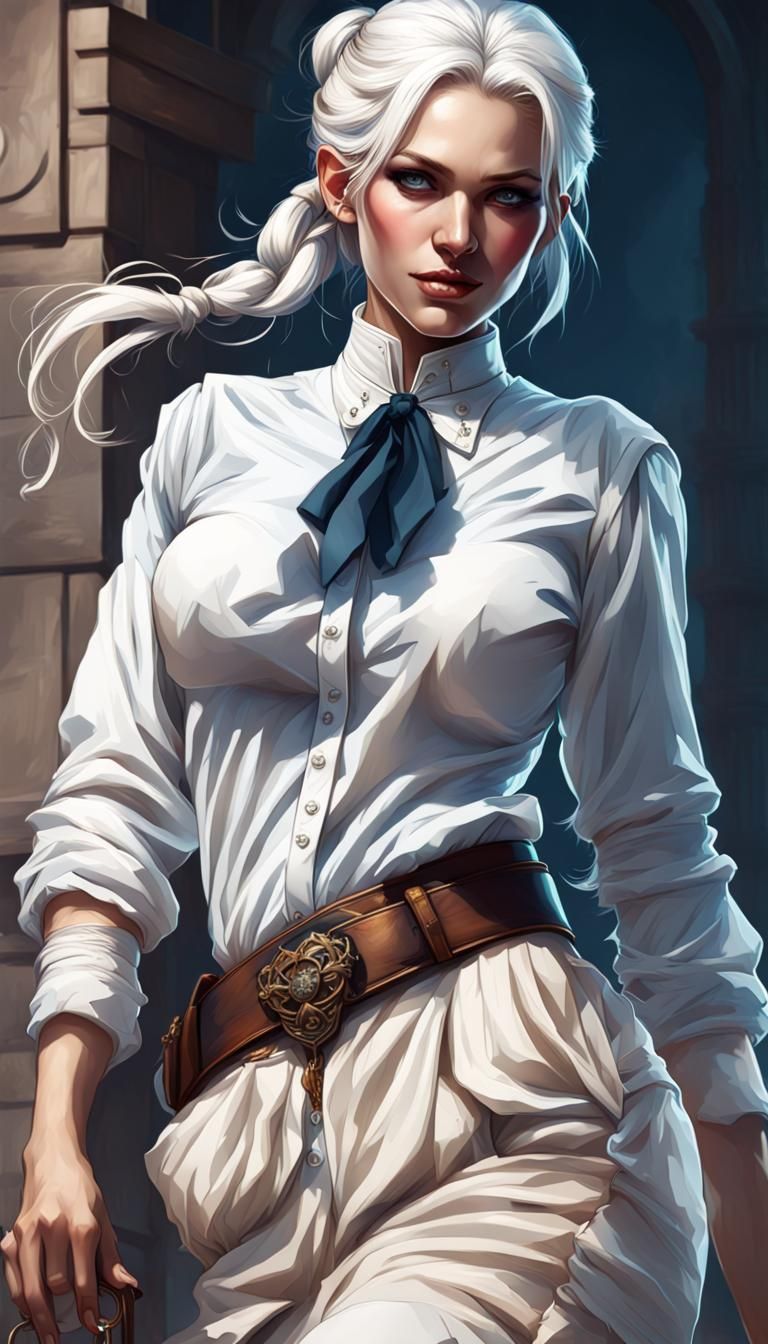 Victorian Thief with White Hair: Digital Art Portrait