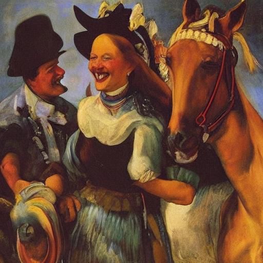 Horsewoman of the Apocalypse with Laughing Faces