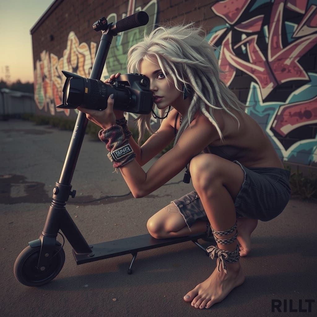 Journalist in Sunset Cityscape