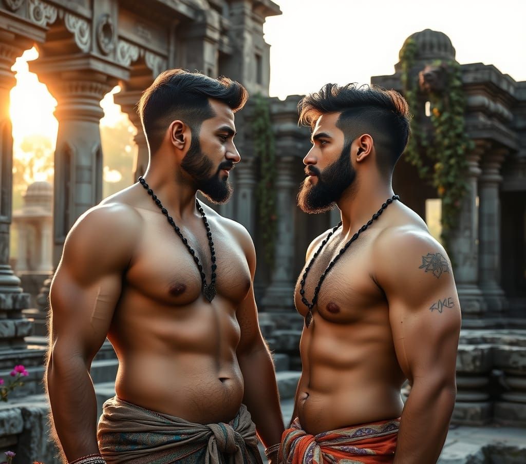Dramatic Indian Ruins Portray Intense Romantic Moment