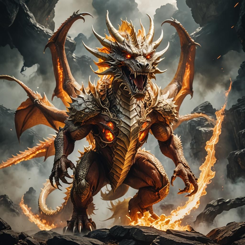 Fiery Sunfire Dragon with Twin Tails