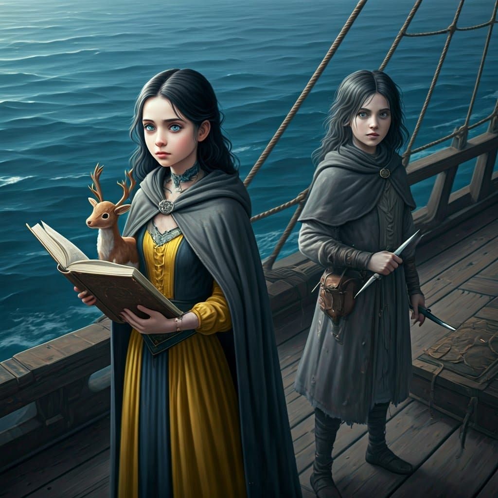 Young Noblewoman and Adventuress on Medieval Ship