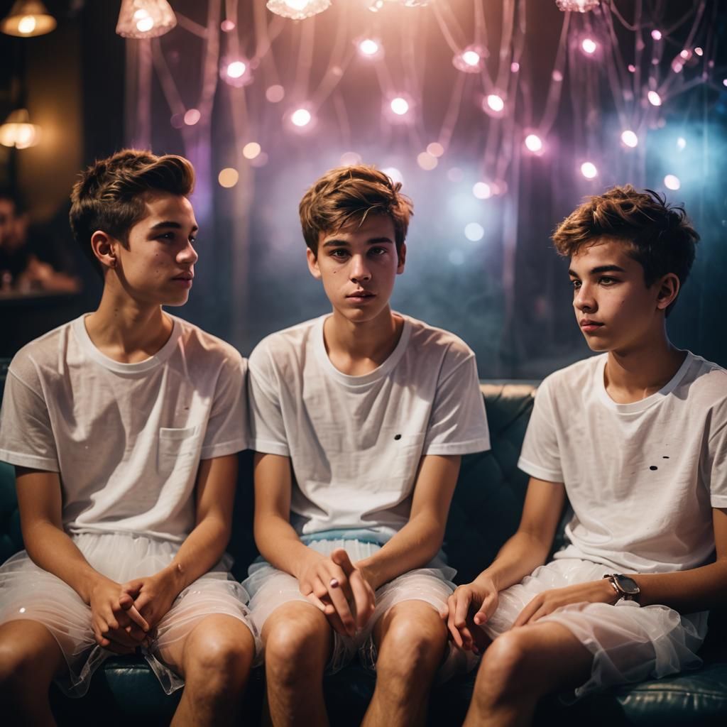 Teenage Boys in Tulle Dresses at a Night Club