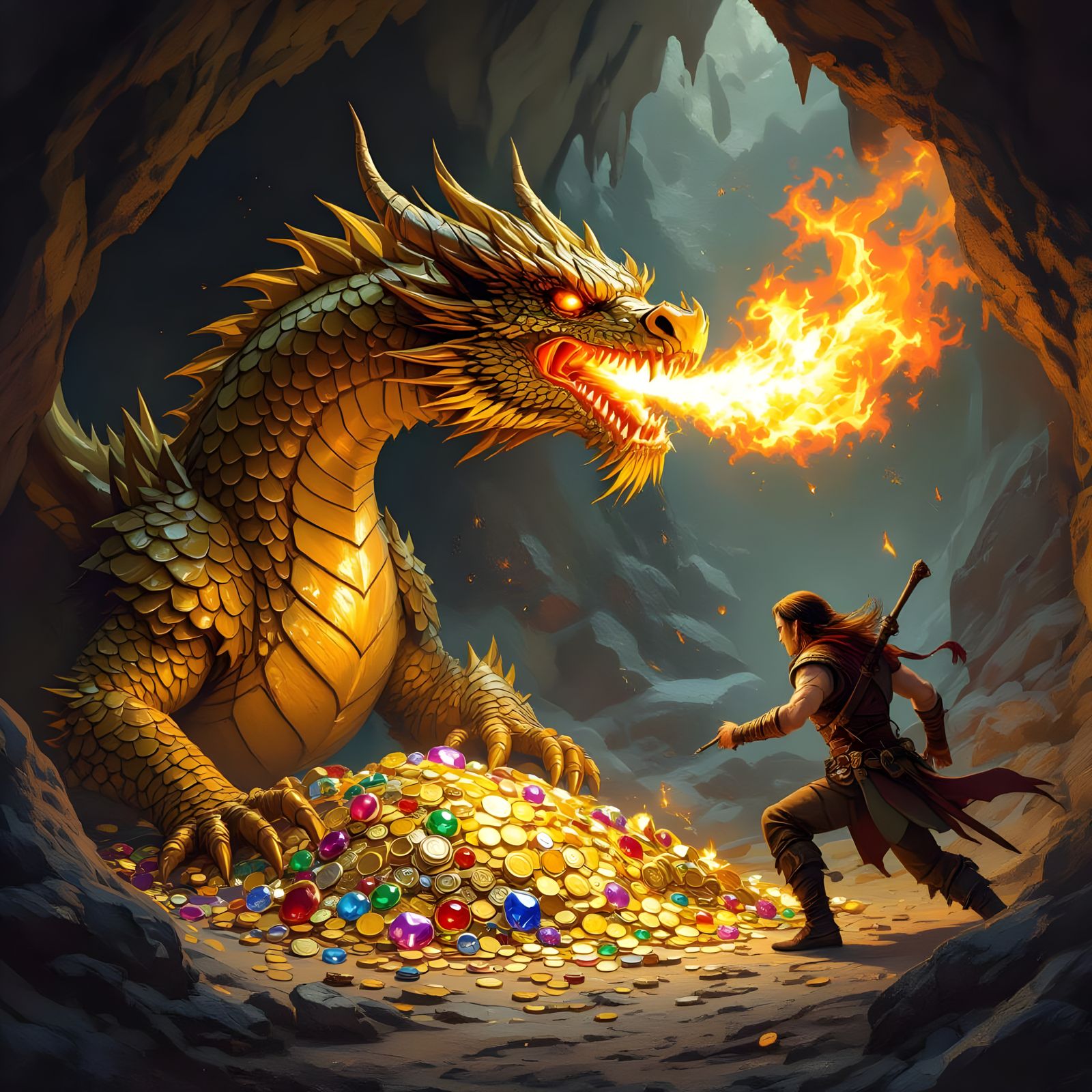 Golden Dragon Hoard: Fantasy Art Adventure