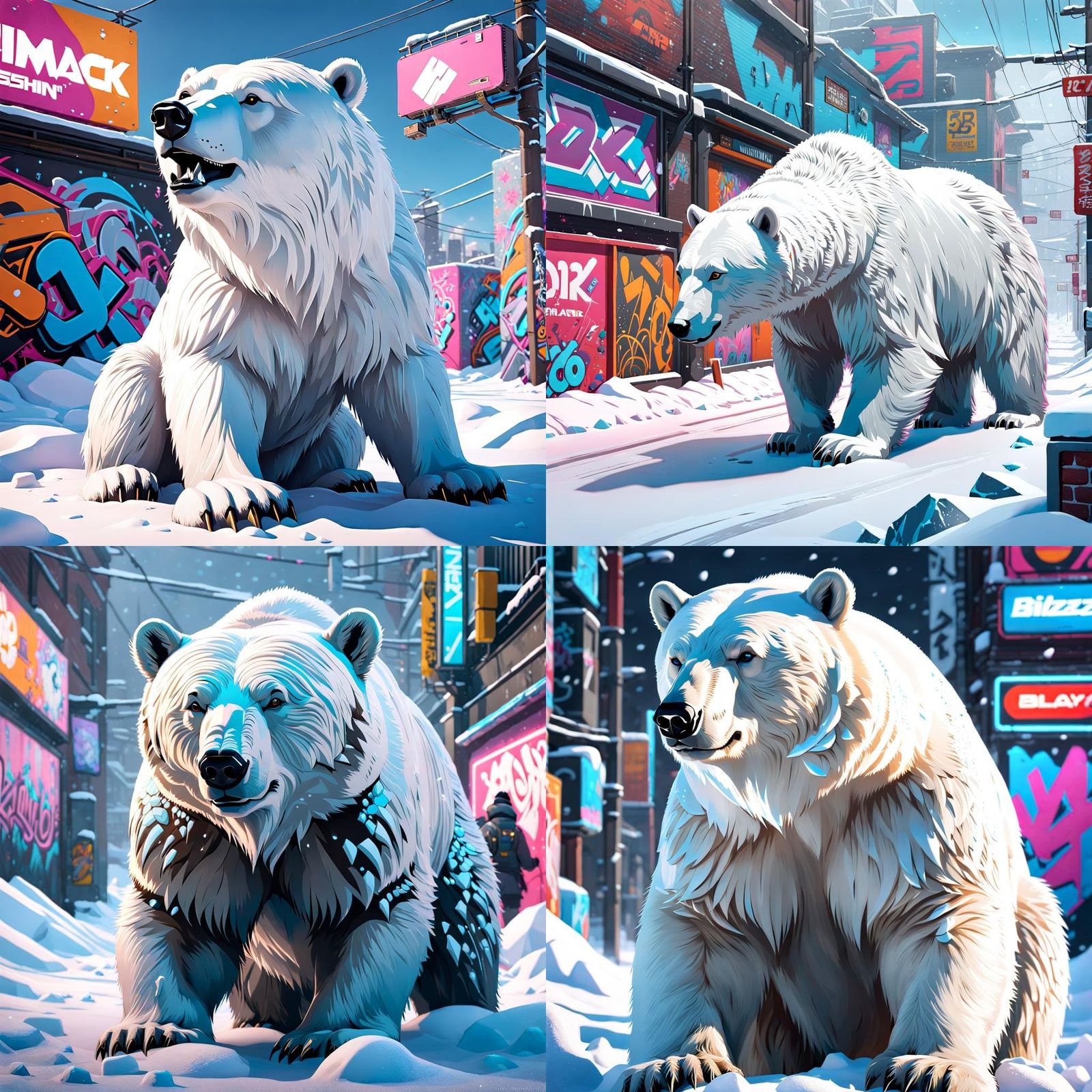 Polar Bear in Cassette Futurism Blizzard