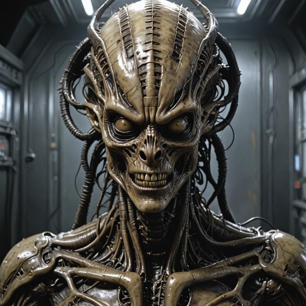 Hyperrealistic Xenomorph Pinhead Digital Matte Painting