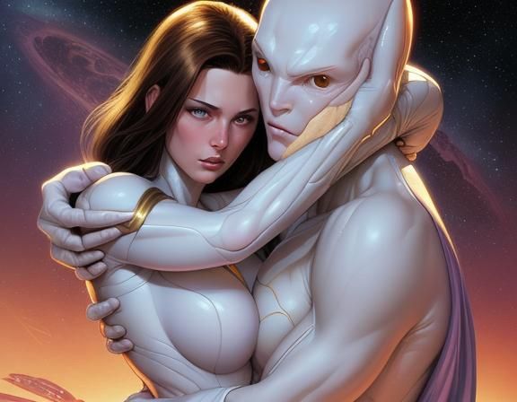 Alien Woman in Comic Book Art Style