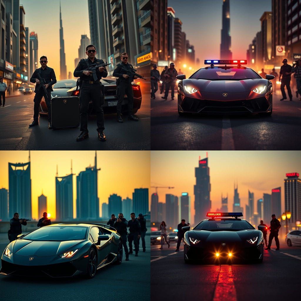 Tense Standoff Between Police and Robbers in Dubai Skyline