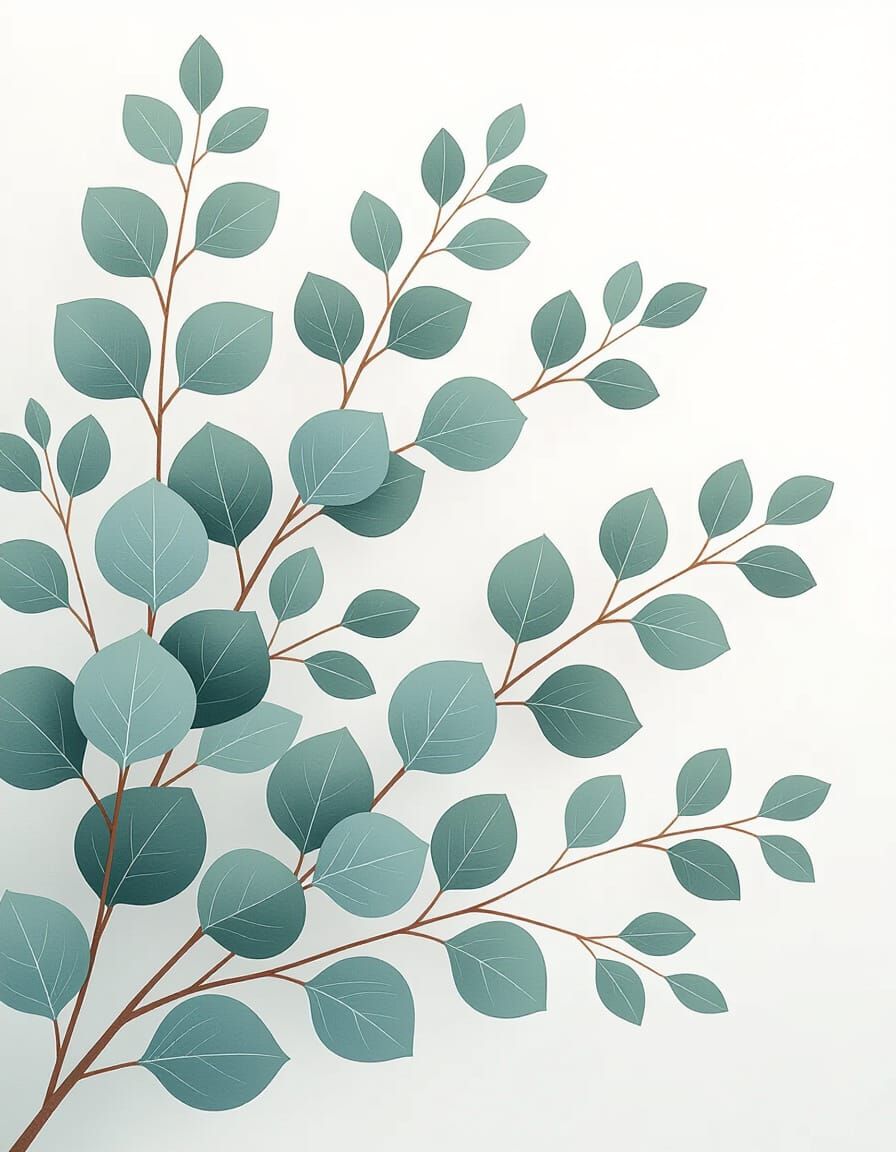 Watercolor Eucalyptus Pattern in Art Nouveau Style