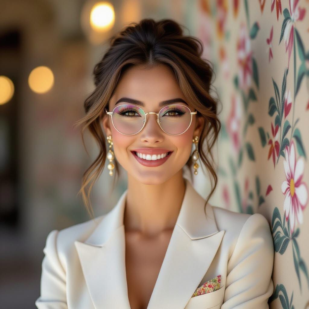 Elegant Woman with Glasses in Pop Art Style