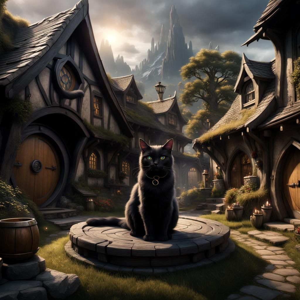 Black Cat with Ring in Hobbit Town