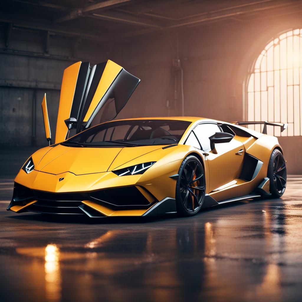 Detailed Matte Painting of a Lamborghini Supercar