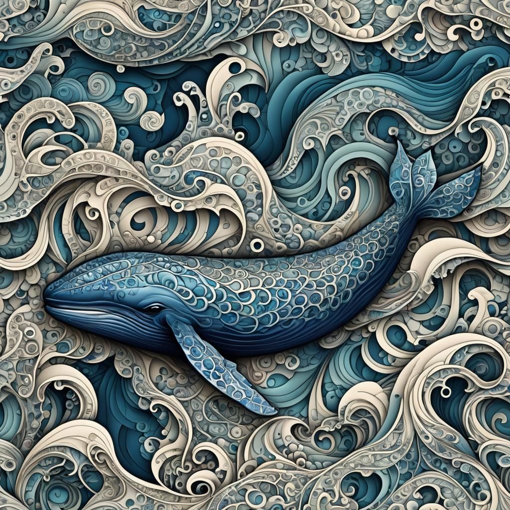 Abstract Fractal Whale in Kirifami Seascapes