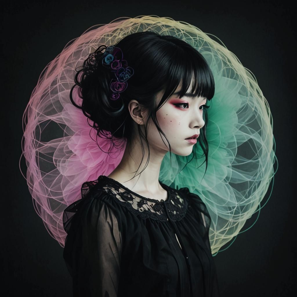 Mysterious Glitchcore Tulle in Avant-Garde Style