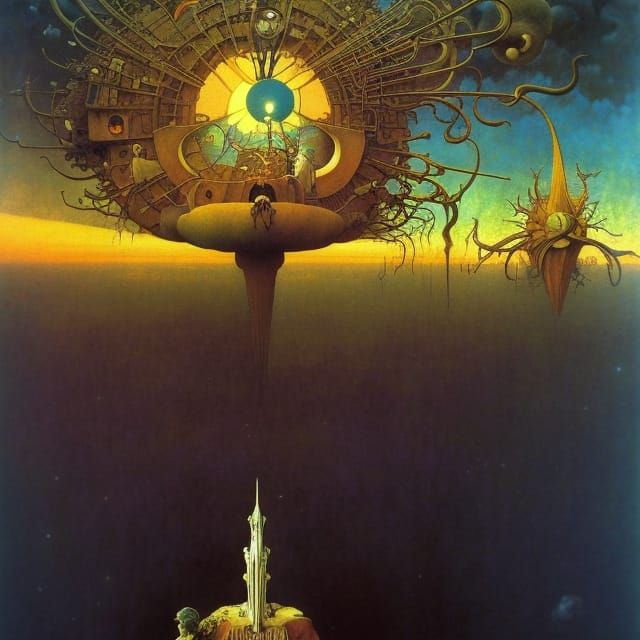 Apocalyptic Sunrise Inspired by Surrealist Art