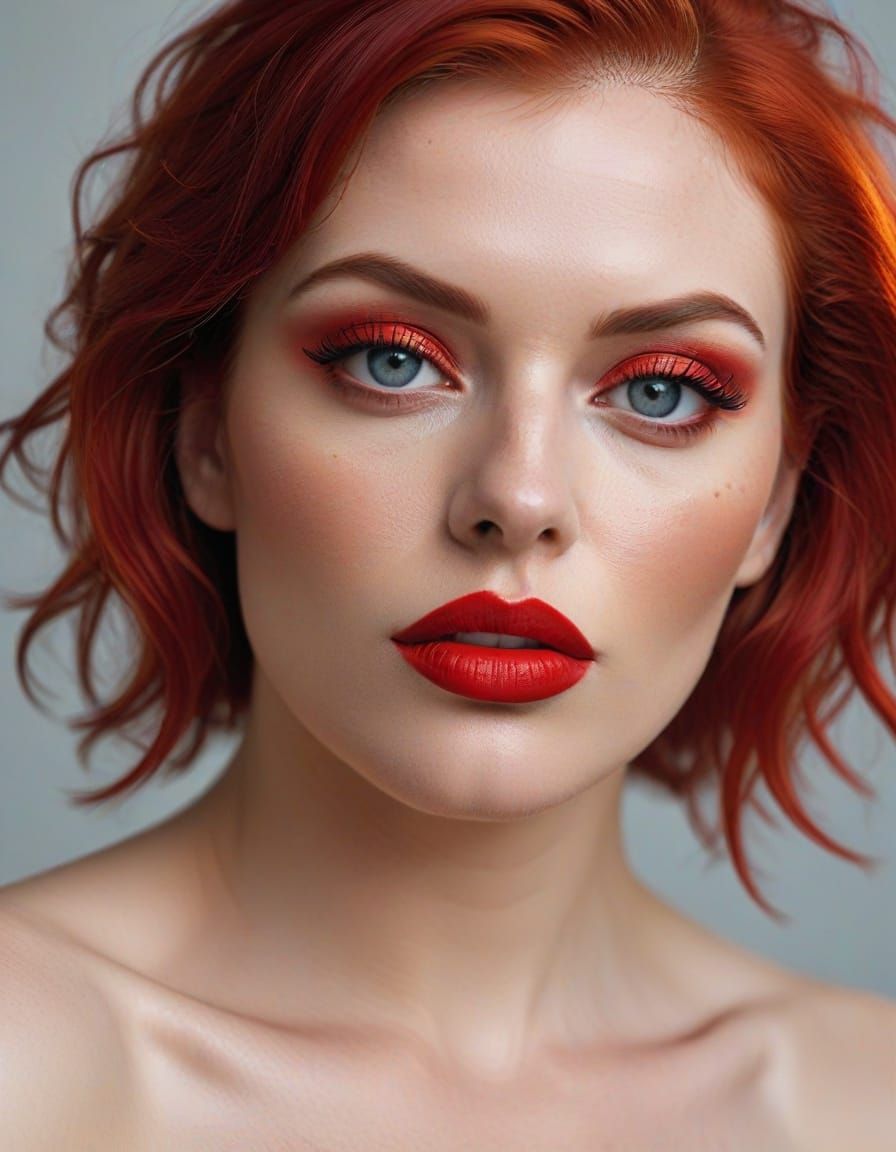 Red-Haired Woman with Dramatic Makeup
