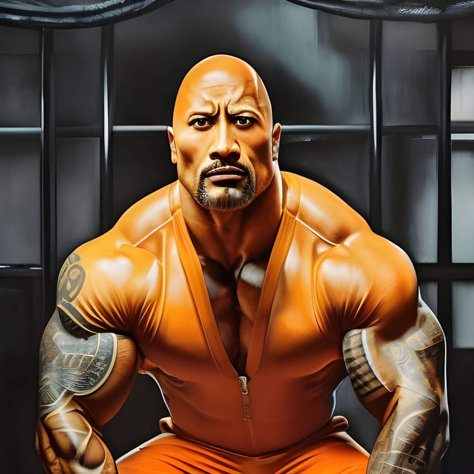 Dwayne Johnson Portrait in Prison Cell by Artgerm